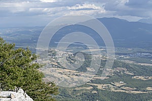 Viggiano village and Agri valley landscape from Acqua de Pastori, Italy