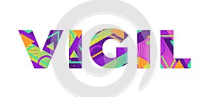 Vigil Concept Retro Colorful Word Art Illustration