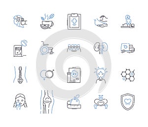 Vigilant care line icons collection. Monitor, Watchful, Alert, Attentive, Diligent, Cautious, Scrutinize vector and