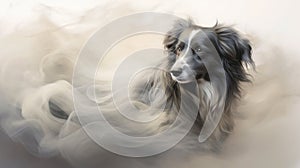 A vigilant sheepdog, coat flowing in waves, attentive eyes emanating dedication and protection