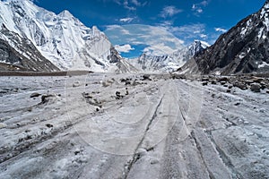 Vigne glacier straigh to Gondogoro la in K2 base camp trekking route, Karakoram mountain range in Gilgit Balitistan, north photo