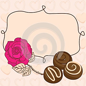 Vignette with rose and chocolate photo
