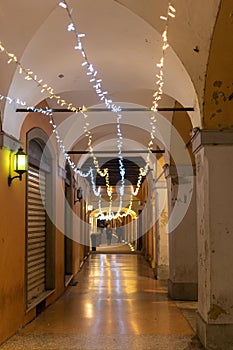 Vignola Emilian city famous for its cherries Christmas lighting historic center