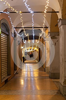 Vignola Emilian city famous for its cherries Christmas lighting historic center