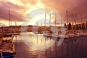 Vigo skyline and port in Galicia Spain photo