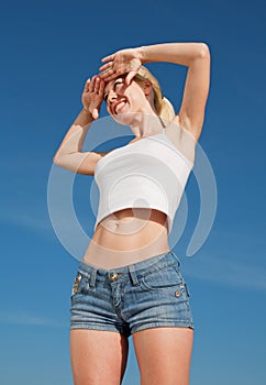 Vigorous smiling girl outdoors