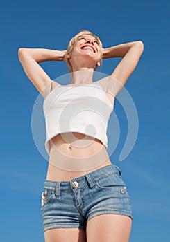 Vigorous smiling girl outdoors photo