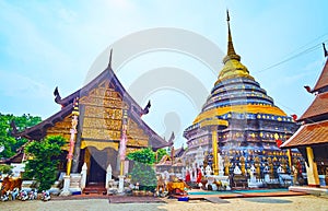 Viharn Laikham and Chedi of Wat Phra That Lampang Luang Temple, Lampang, Thailand