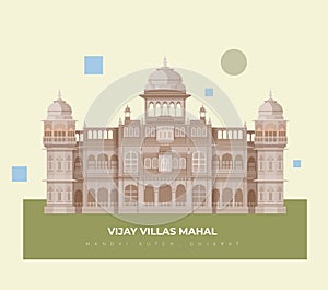 Vijaya Vilas Mahal at Mandvi - Kutch, Gujrat - Stock Illustration photo