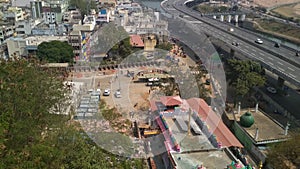 Vijayawada city and flyover Krishna river