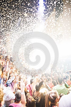 Vik Rock formation in IcelandExplosive confetti at an entertainment party concert