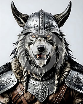 viking angry snarling wolf warrior in armour norse mythology