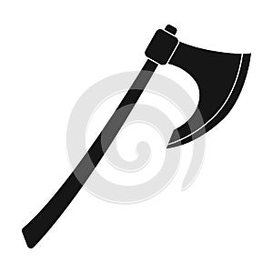 Viking battle-axe icon in black style isolated on white background. Vikings symbol stock vector illustration.