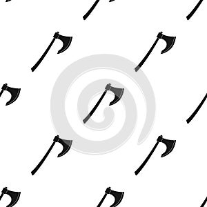 Viking battle-axe icon in black style isolated on white background. Vikings symbol stock vector illustration.
