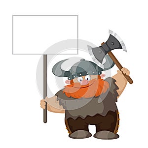 Viking with blank sign