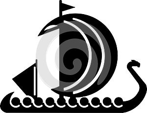 Viking boat. Vector illustrations. For the logo.