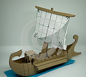 Viking cardboard boat model toy recycled