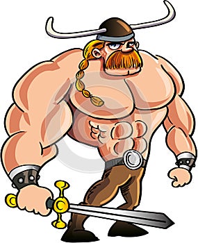 Viking cartoon with a big sword