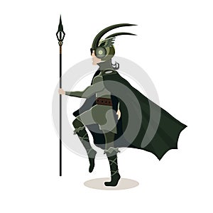 Viking cartoon character. Scandinavian god Loki . Vector illustration. Flat style.