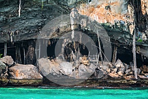 viking cave on Maya Bay Island near Ko Phi Phi