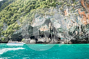 Viking cave where bird's nests (swallow) collected. Phi-Phi island in Krabi, Thailand.