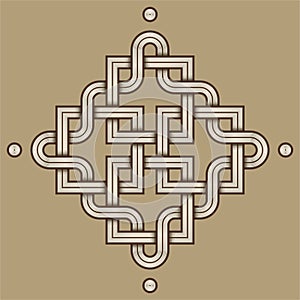 Viking Decoration Knot - Engraved - Chaned Squares Snake Frame Dot Corners