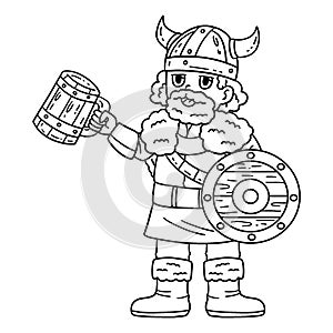 Viking Drinking Mead Isolated Coloring Page