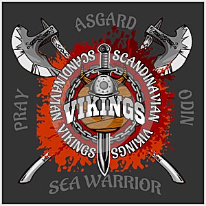 Viking emblem and logos plus isolated elements