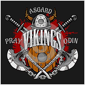 Viking emblem and logos plus isolated elements