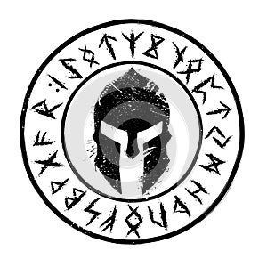 Viking helm black grunge runes silhouette