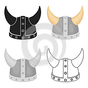 Viking helmet icon in cartoon style isolated on white background. Hats symbol stock vector illustration.