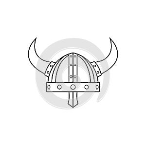 Viking Helmet Outline Icon Illustration on Isolated White Background Suitable for Scandinavia, Vikings, Barbarian Icon