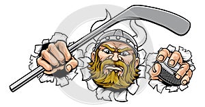 Viking Ice Hockey Sports Mascot Cartoon