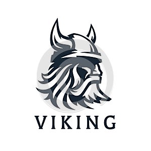Viking logo helmet vector icon photo