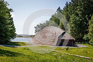 A viking longhouse on the coast of Norway