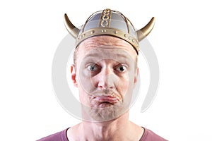 Viking man isolated helmet