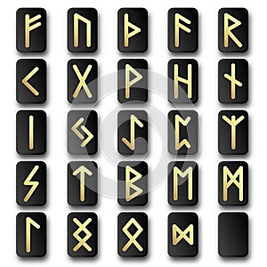 Viking runes, elder futhark alphabet. Retro norse scandinavian runes. Sketch celtic ancient letters. Old hieroglyphic