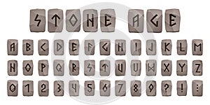 Viking runes stone alphabet, celtic font, numbers