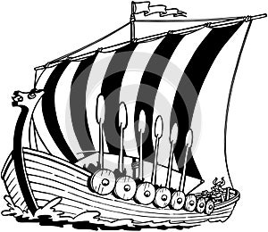 Viking Sailboat cartoon Vector Clipart