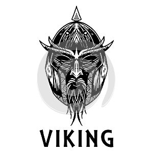Viking scandinavian ancient warrior head vector icon