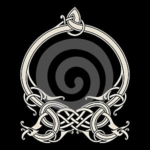 Viking Scandinavian design. Ancient decorative mythical animal in Celtic, Scandinavian style photo