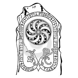 Viking Scandinavian design. Ancient decorative mythical animal in Celtic, Scandinavian style photo