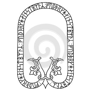 Viking Scandinavian design. Ancient decorative mythical animal in Celtic, Scandinavian style photo