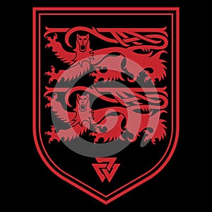 Viking Scandinavian design. Two Scandinavian lions in the Heraldic shield