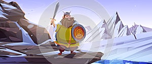 Viking, scandinavian warrior, cartoon character