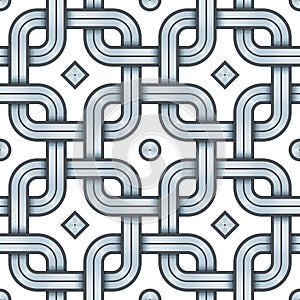 Viking Seamless Pattern - Engraved Silver - Chained Squares Rounded Corners