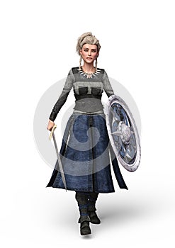 The Viking Shield Maiden. 3D Illustration