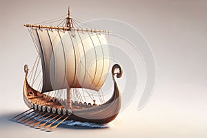 Viking ship on a clean background. Space for text.