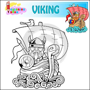 viking on a ship coloring book