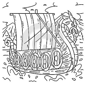 Viking Ship Coloring Page for Kids